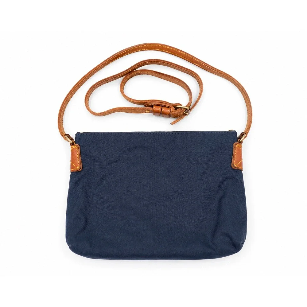 Dooney & Bourke Navy Blue Nylon Tan Leather Trim Crossbody Bag Duck Logo